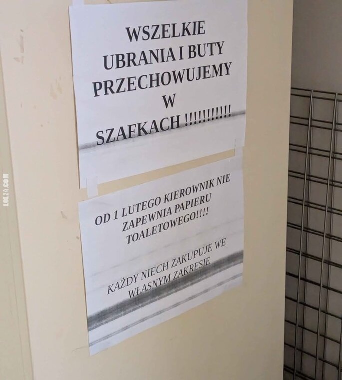 napis, reklama : Papier toaletowy we własnym zakresie