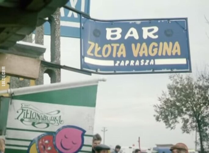 napis, reklama : Bar złota vagina zaprasza