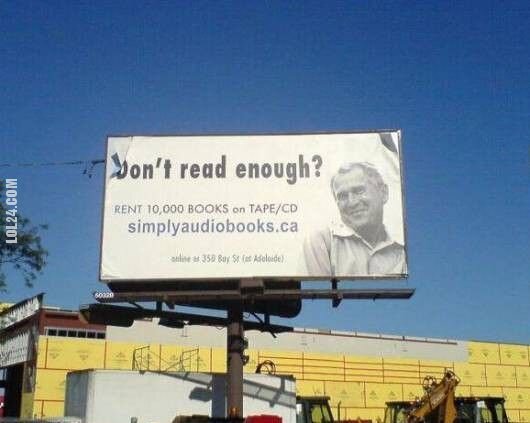 napis, reklama : Don't read enough?