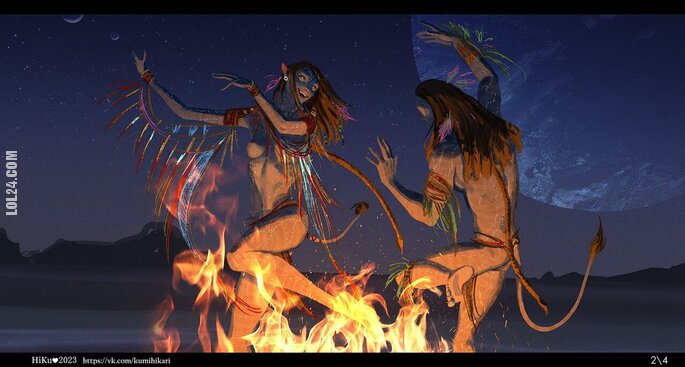inne : Neytiri  i Jake - taniec wokół ognia