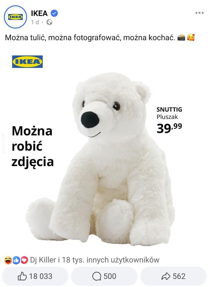 LOL : IKEA SNUTTIG - biały miś polarny (można robić zdjęcia)