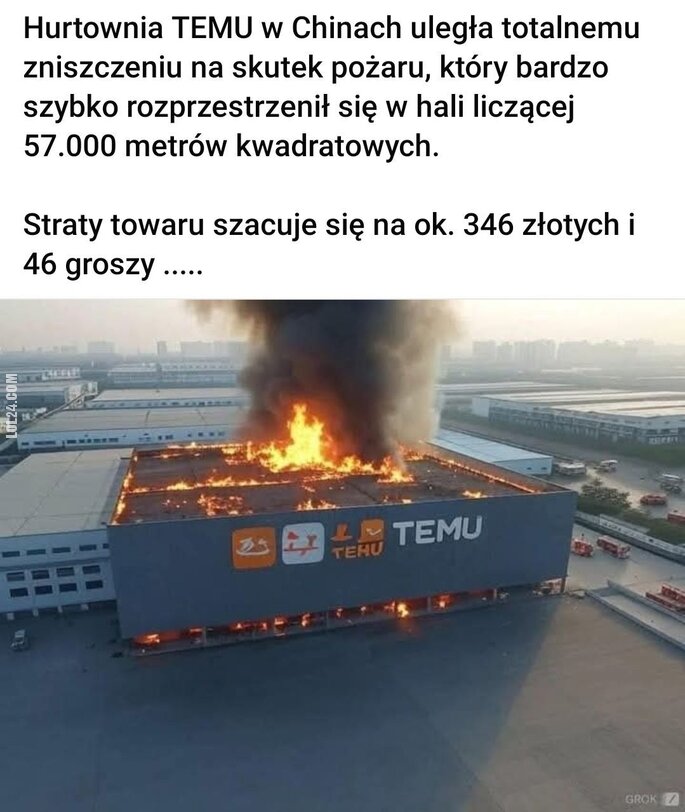 MEM : Pożar w hali TEMU