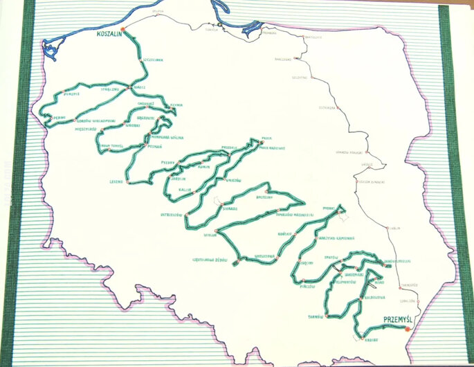 ciekawostka : 65-letni mężczyzna z Polski spędził 94 dni na rowerze, aby wyrysować trasę na mapie z imieniem zmarłej żony