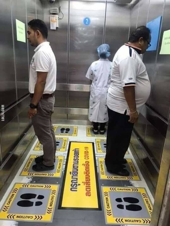 technologia : Podłoga w windzie w czasie kwarantanny