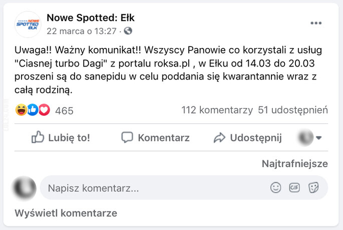 napis, reklama : "Ciasna turbo Daga" z roksy