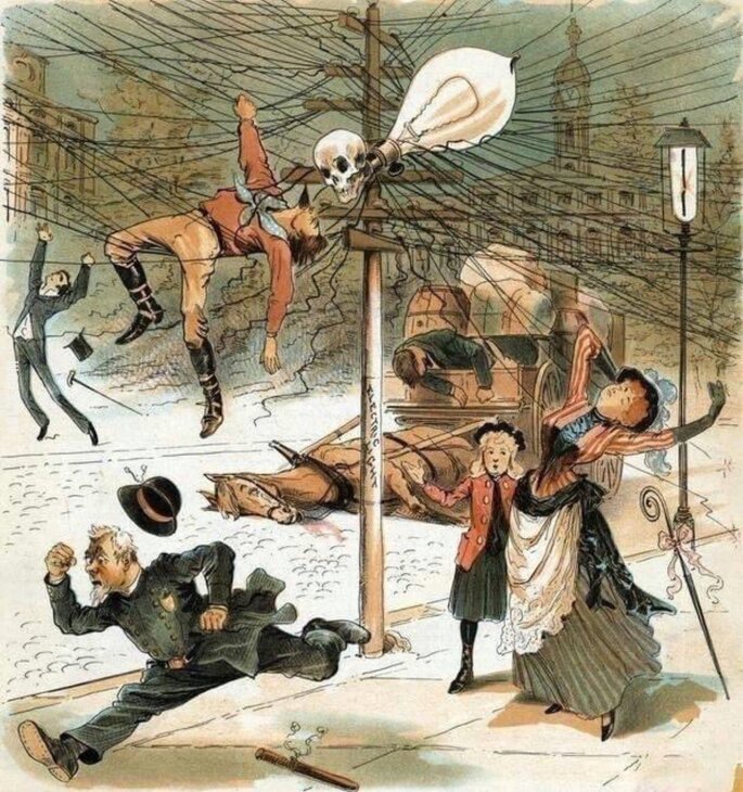 satyra : W 1900 wierzono, że elektryczność nas zabije. Dzisiaj, że zabije nas 5G