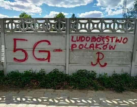 napis, reklama : 5G Ludobójstwo Polaków