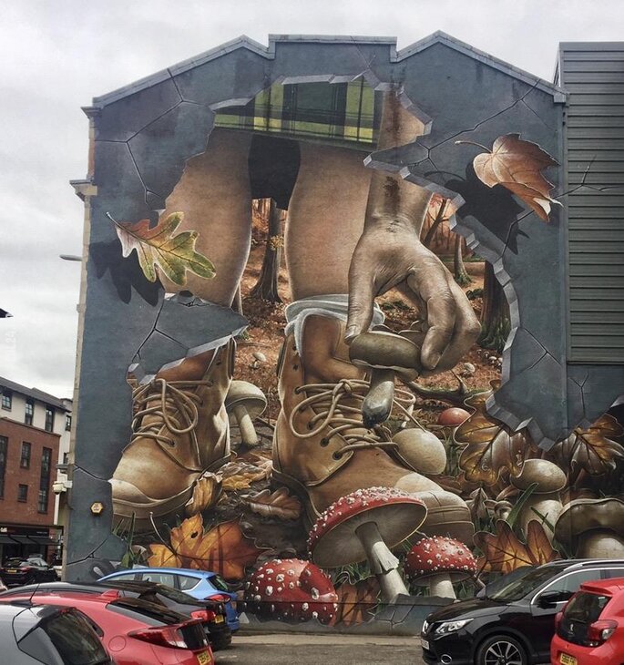 rysunek : Jesienny mural w Glasgow
