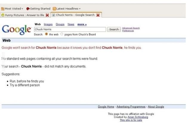 napis, reklama : Chucka niema w google?!