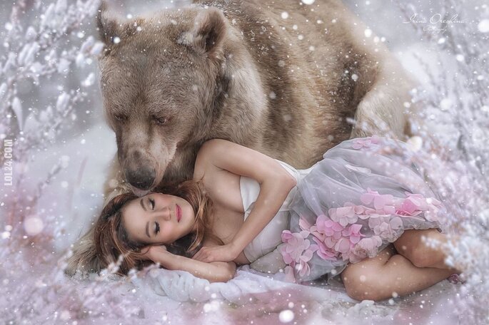 urocza, słodka : bear and girl