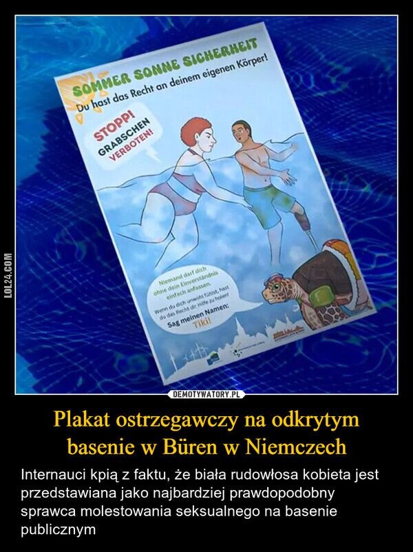 demotywator : Plakat ostrzegawczy na basenie w Niemczech