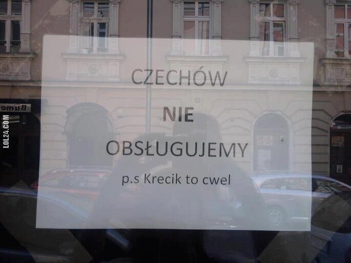 napis, reklama : Czechów nie obsługujemy