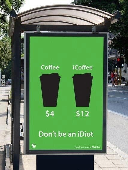 napis, reklama : Coffee vs iCoffee