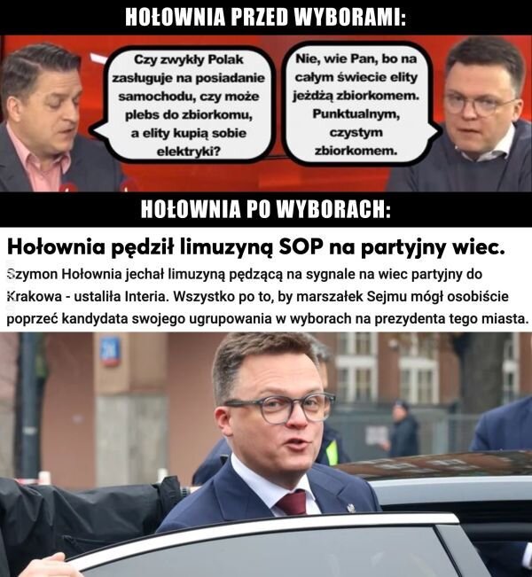 MEM : Hołownia pędził limuzyną SOP do Krakowa