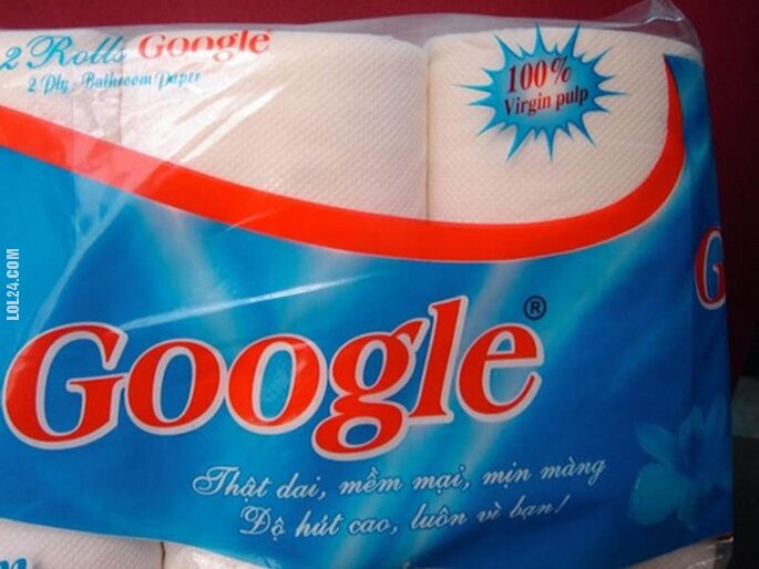 napis, reklama : Google - Papier toaletowy