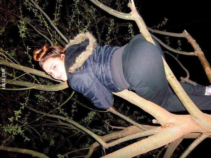 kobieta : Dupa na drzewie