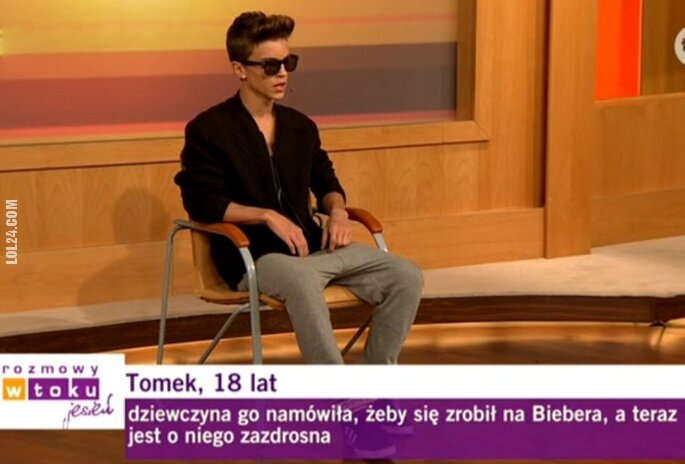 napis, reklama : Tomek, lat 18 - Polski Justin Bieber - Rozmowy w Toku