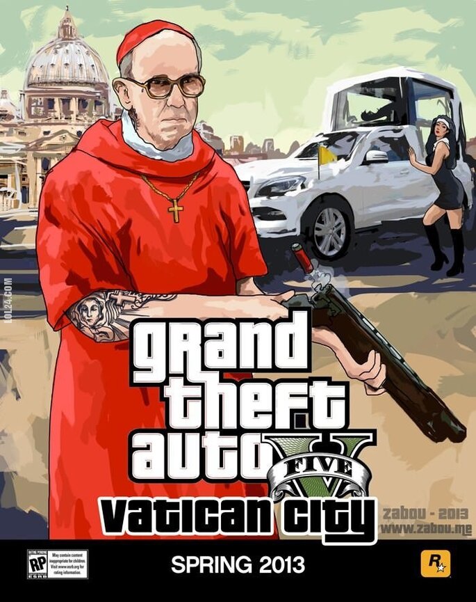 napis, reklama : GTA V - Vatican City