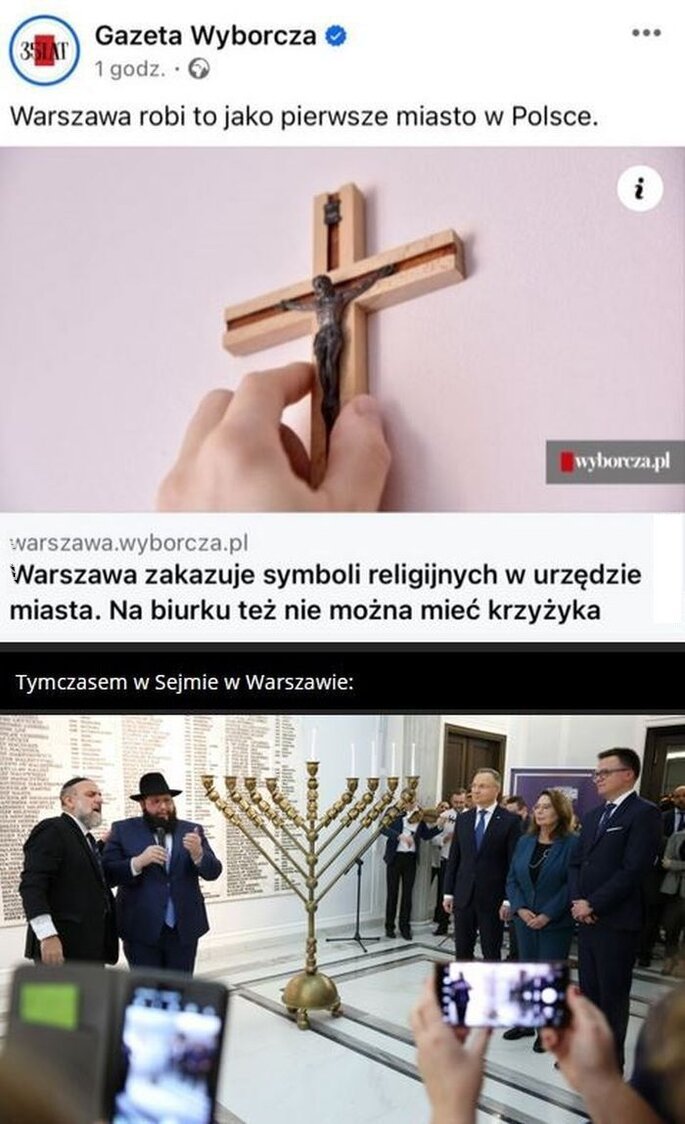 OMG : "Warszawa zakazuje symboli religijnych w urzędzie miasta"