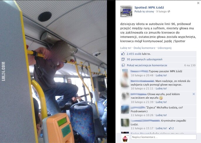 FAIL : Idiota w autobusie linii 96 - MPK Łódź
