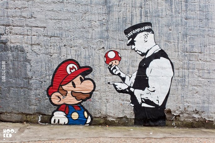 rysunek : Super Mario przyłapany z grzybkiem...