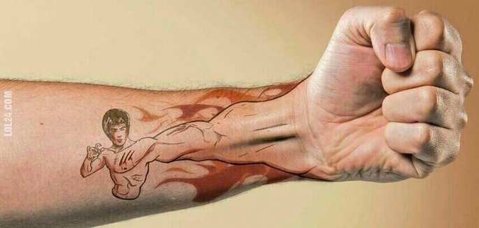 rysunek : Tatuaż z Bruce Lee na ręce