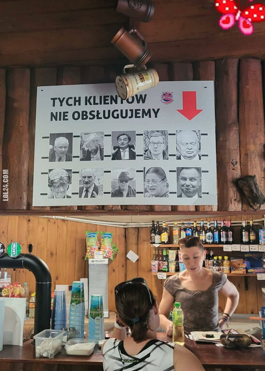 napis, reklama : Tych klientów nie obsługujemy