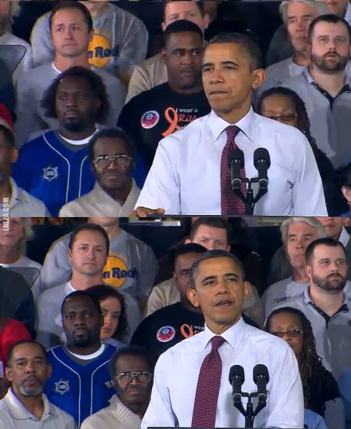 złudzenie : Zdjęcie zrobione w idealnym momencie. Barack Obama