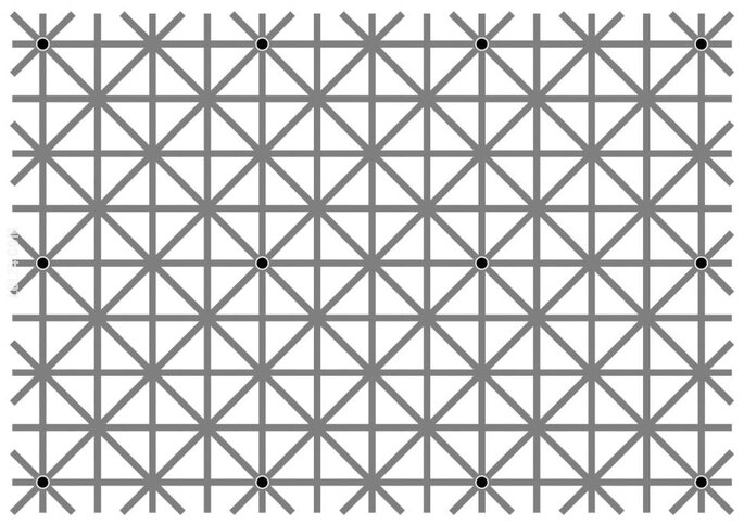 złudzenie : Ile czarnych kropek widzisz?