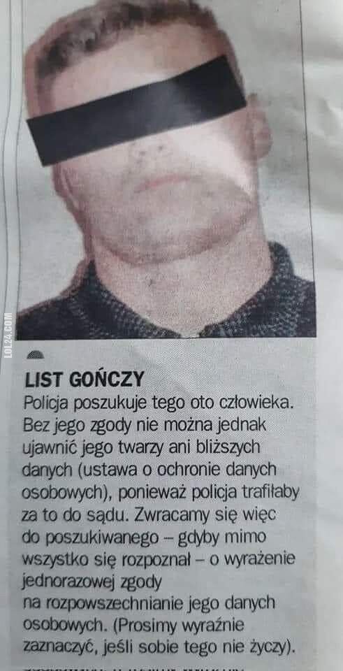 LOL : List gończy, a ustawa o ochronie danych osobowych