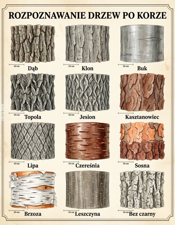 ciekawostka : Rozpoznawanie drzew po korze