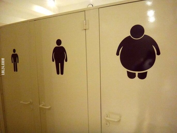 napis, reklama : Toaleta dla otyłych?