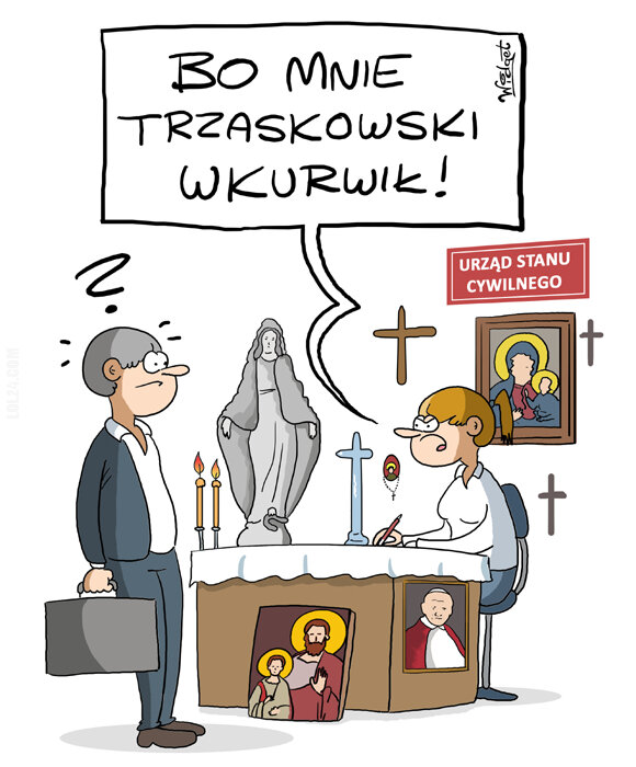 komiczne : Traskowski - krzyże w urzędach