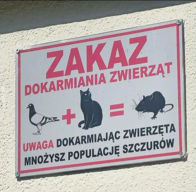 napis, reklama : Zakaz dokarmiania zwierząt