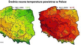 Wzrost średniej temperatury w Polsce