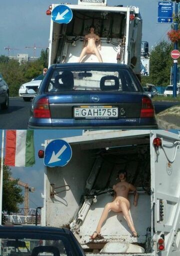 lala dmuchana na śmieciarce