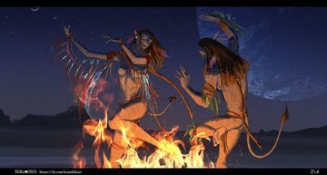 Neytiri  i Jake - taniec wokół ognia