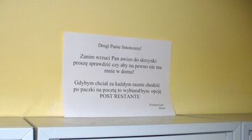 Zawiadomienie dla listonosza.