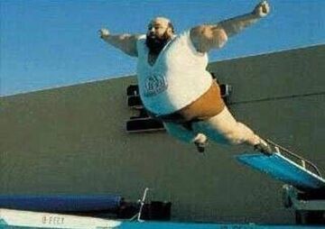 grubas skacze ze skoczni