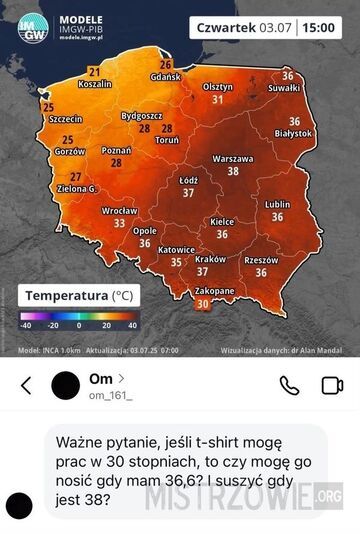 T-shirt w 30 stopniach