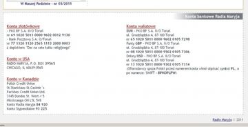 Numery kont Radia Maryja