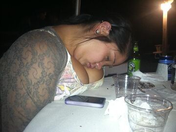 Drunk girl sleeps