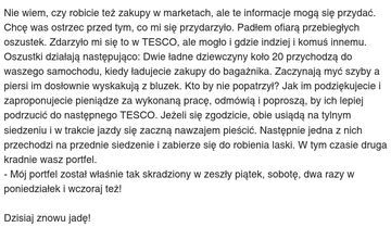UWAGA - OSZUSTKI na Parkingu TESCO