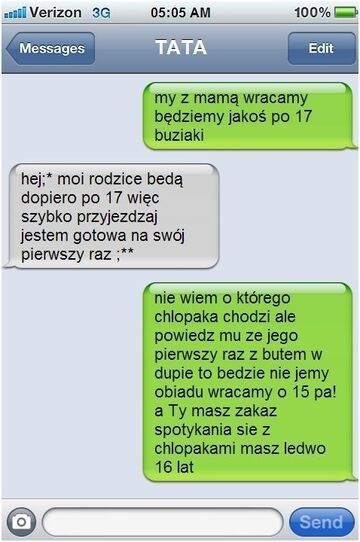 16-latka przypadkowo wysłała sprośnego sms'a do Taty