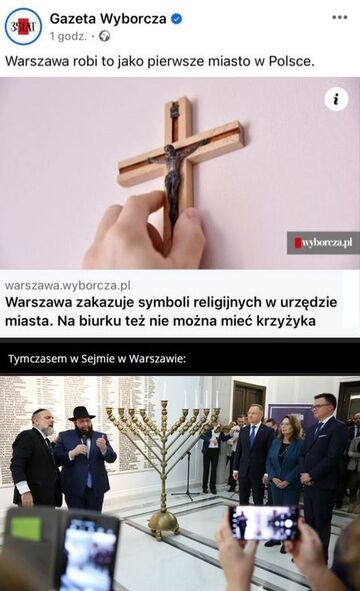 "Warszawa zakazuje symboli religijnych w urzędzie miasta"
