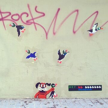 Graffiti Duck Hunt na ścianie