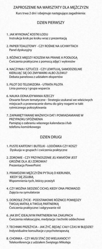 Zaproszenie na warsztaty mężczyzn