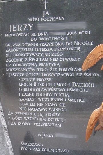 Oryginalny napis na nagrobku