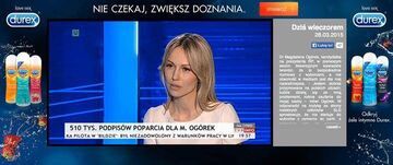 Reklama w czasie wywiadu z panią Magdaleną Ogórek
