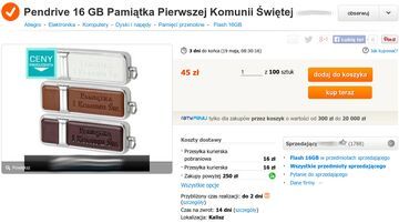 Pendrive 16 GB Pamiątka Pierwszej Komunii Świętej